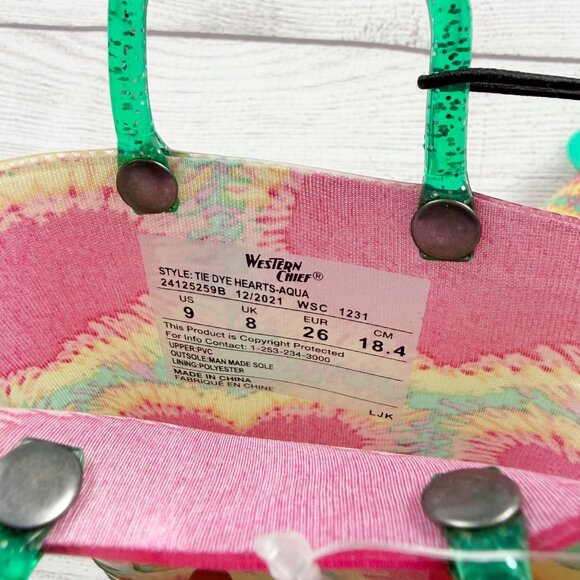 NWT Western Chief Light Up Tie Dye Heart Rainboots - Picture 6 of 7